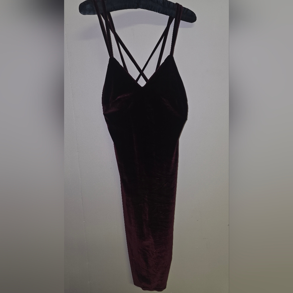 SHEIN Velvet Burgundy Dress